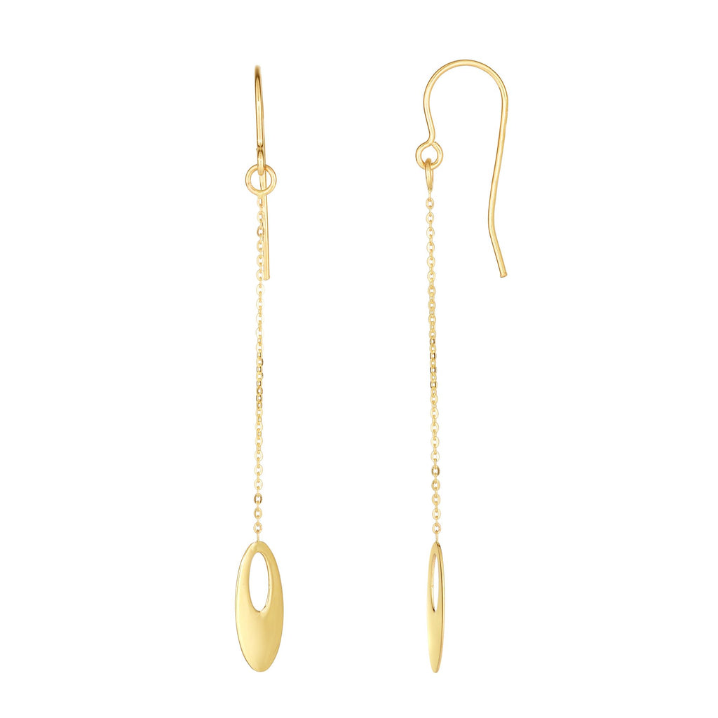 Graduated Oval Bead Drop Dangle Earrings Real 10K Yellow Gold - besenn