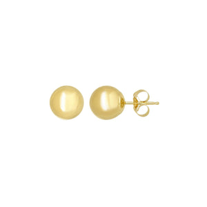 Italian Tricolor Plain Ball Stud Earrings Real 14K Yellow Gold
