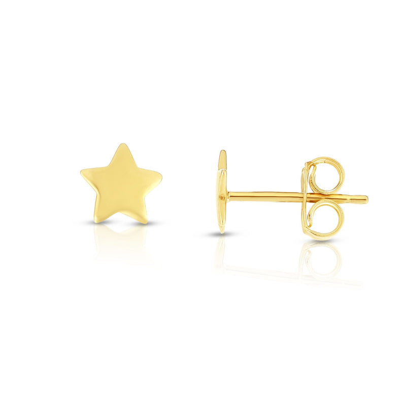 Star Stud Earrings Real 14kt Yellow Gold - besenn