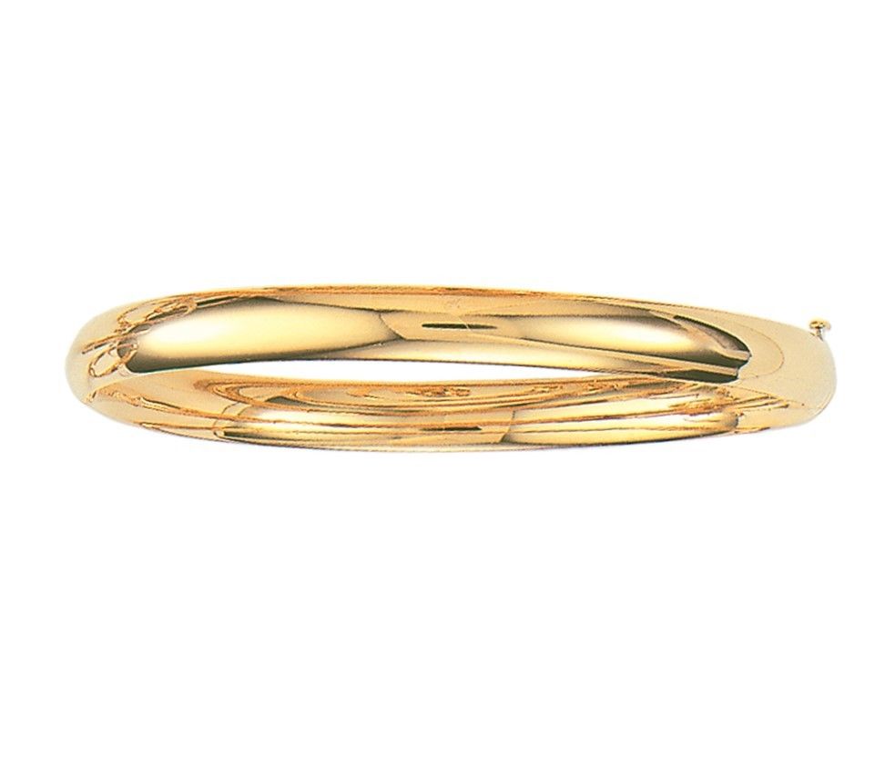 5mm All Shiny Plain Comfort Fit Bangle Bracelet Real 10K Yellow Gold 7" - besenn