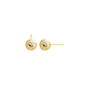 Italian Tricolor Diamond Cut Textured Ball Stud Earrings Real 14K Gold