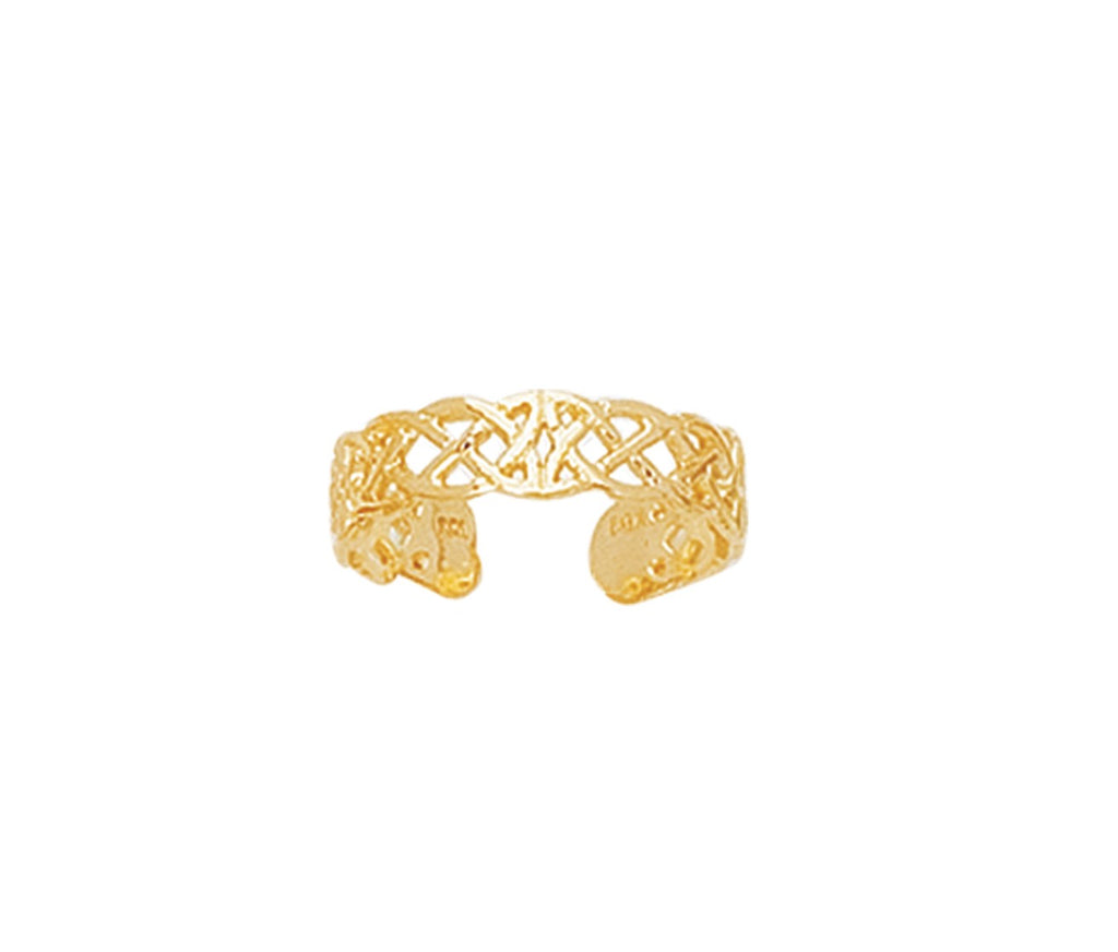 Shiny Cuff Type Pattern Design Filigree Toe Ring Real 14K Yellow Gold - besenn