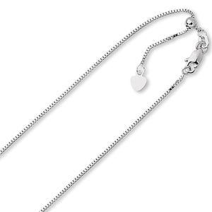 .85mm Solid Adjustable Box Chain Necklace REAL 14K White Gold Up To 30" 4.3grm - besenn