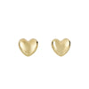 Fancy Small Heart Shiny Stud Earrings Real 14kt Gold - besenn