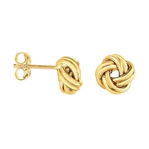 Love Knot Shiny Stud Earrings Real 14kt Yellow Gold - besenn