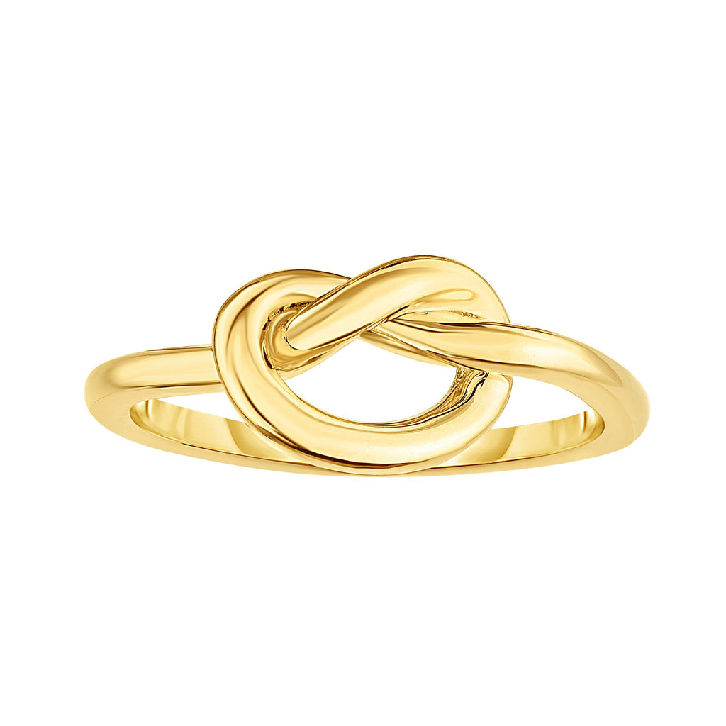 Shiny Fancy Love Knot Design Ring Real 14K Yellow Gold - besenn