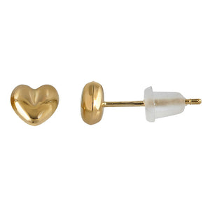 Italian Small Heart Stud Earrings Real 14K Yellow Gold - besenn