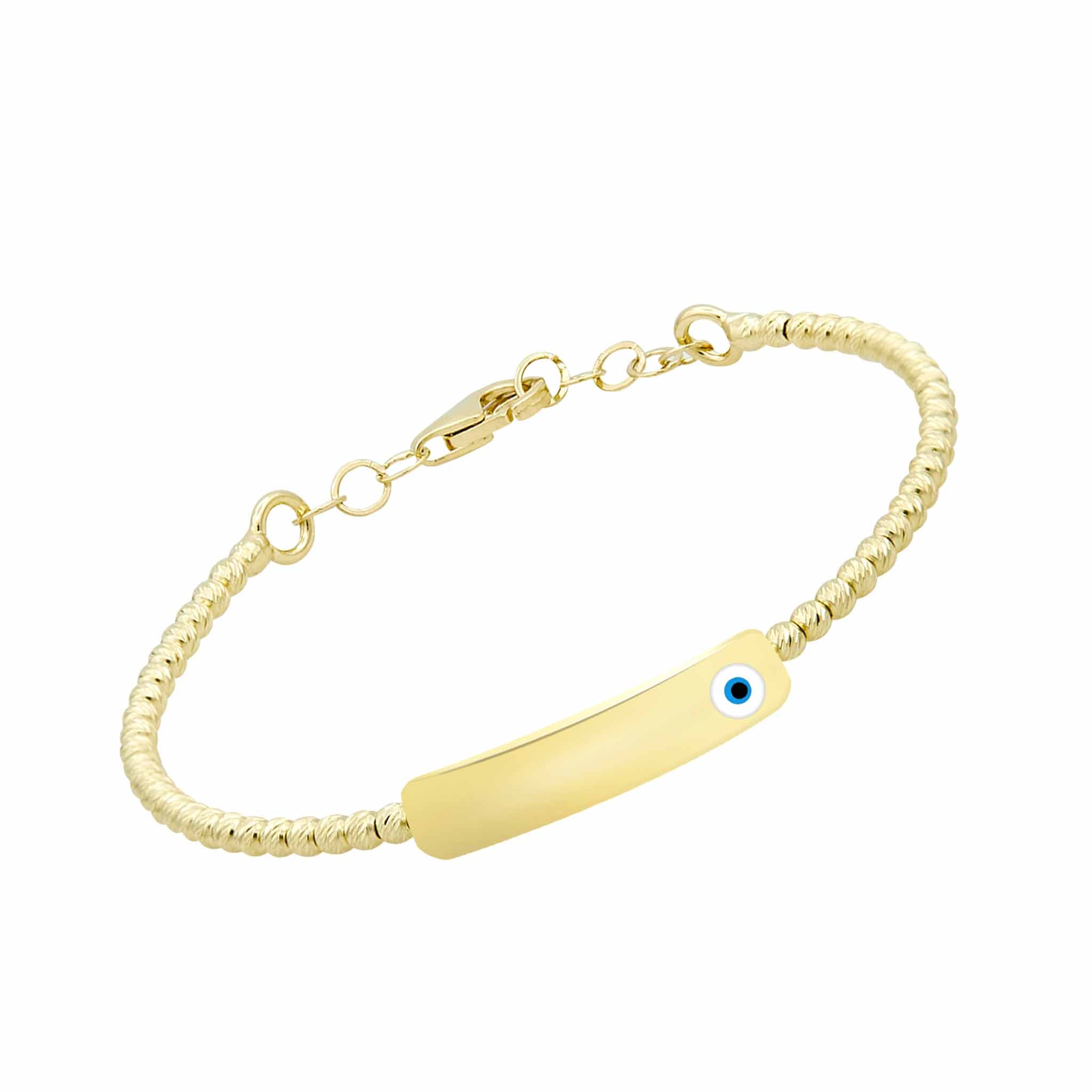 Men's 14k Yellow Gold Diamond Cut Bead Bracelet