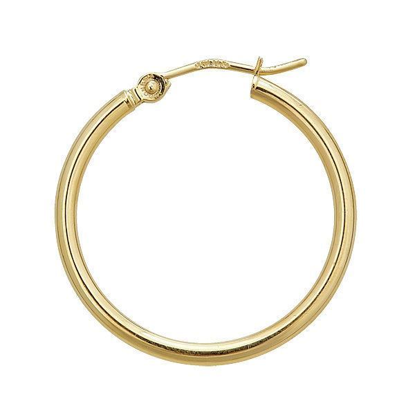 1" 3mm X 25mm Plain All Polished Shiny Hoop Earrings REAL 14K Yellow Gold - besenn