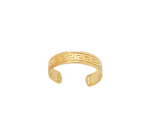 Cuff Type Greek Key Design Toe Ring Real 14K Yellow Gold - besenn