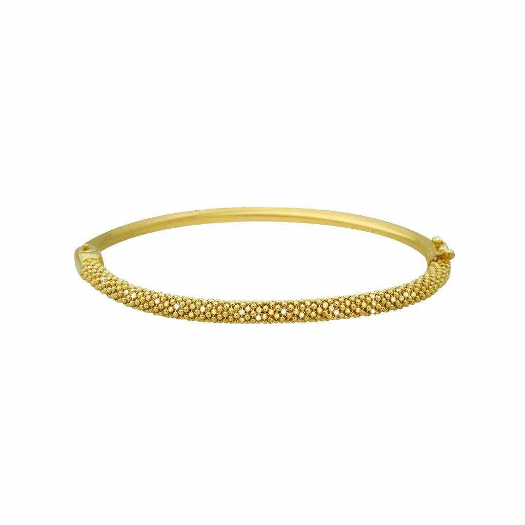 Italian Tricolor Popcorn Mesh Bangle Real 14K Gold - besenn