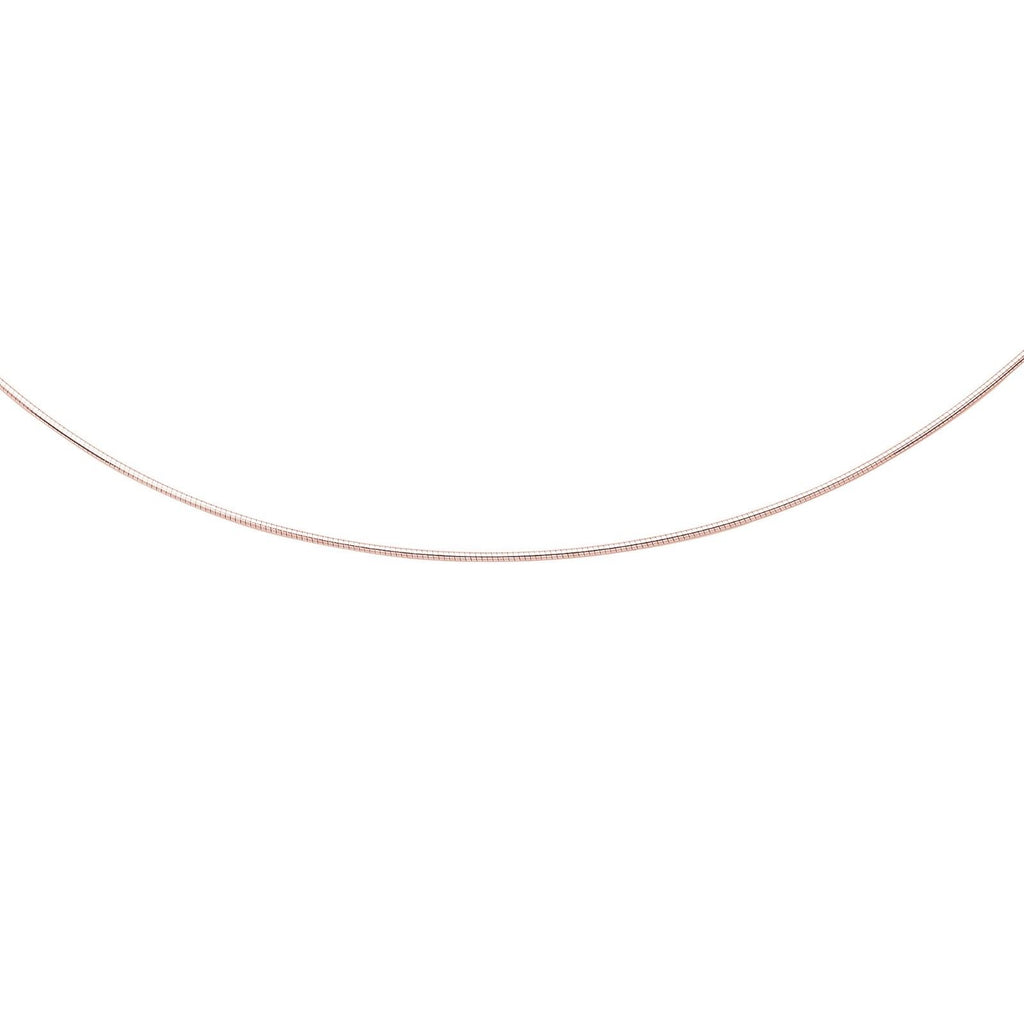 1.5mm Round Omega Chain Necklace Real Solid 14K Rose Pink Gold Screw Off Lock - besenn