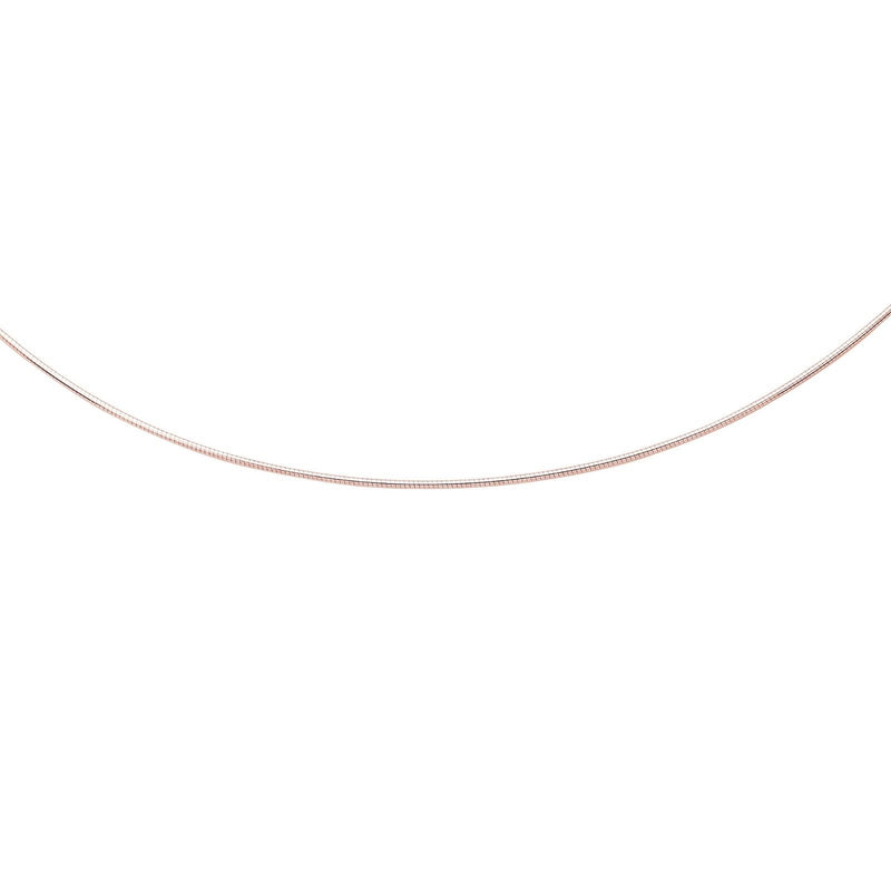 1.5mm Round Omega Chain Necklace Real Solid 14K Rose Pink Gold Screw Off Lock - besenn