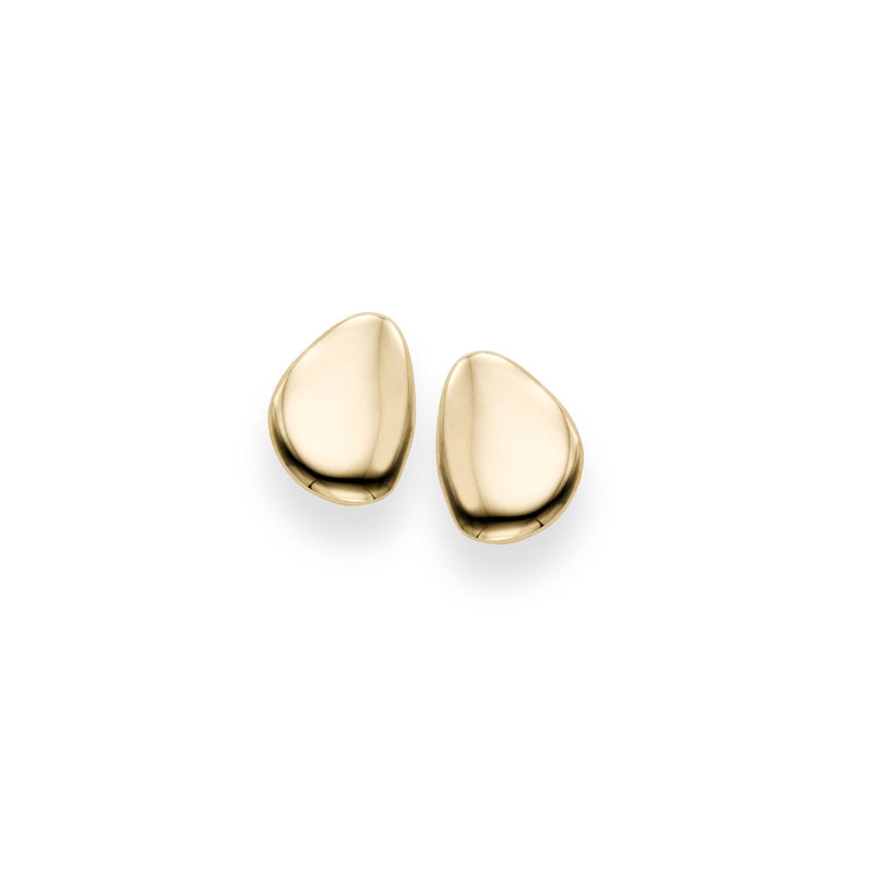 Post Free Drop Shape Plain Shiny Stud Earrings Real 14kt Yellow Gold - besenn