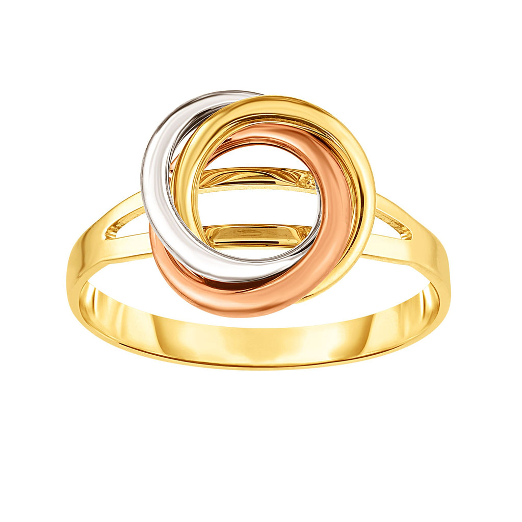 Tricolor Shiny Loveknot Ring Real 14K Tricolor Gold - besenn
