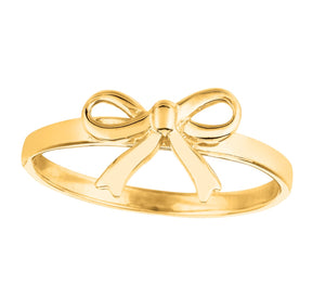 Bow Tie Shiny Ring Real 14K Yellow Gold - besenn
