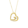 Open Heart Necklace .03ct Diamond Real 14K Yellow Gold